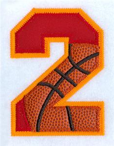 2 Basketball Applique Number