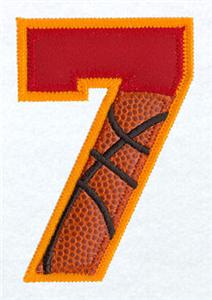 7 Basketball Applique Number