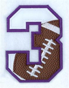 3 Football Applique Number
