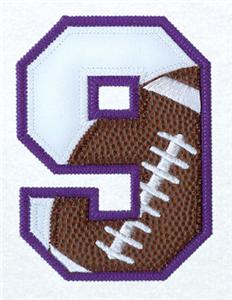 9 Football Applique Number