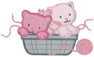 Kittens in Basket, Larger (Applique)
