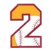 2 Baseball-Softball Applique Number