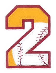 2 Baseball-Softball Applique Number