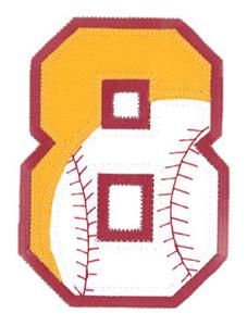 8 Baseball-Softball Applique Number