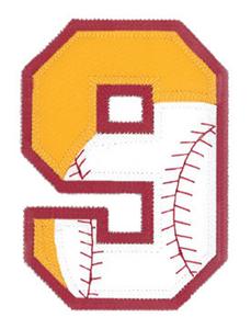 9 Baseball-Softball Applique Number