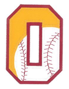 0 Baseball-Softball Applique Number