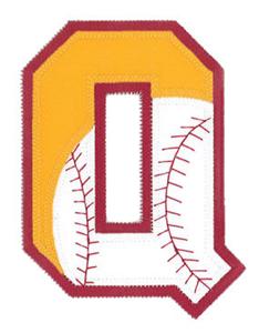 Q Baseball-Softball Applique Letter