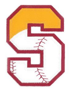 S Baseball-Softball Applique Letter