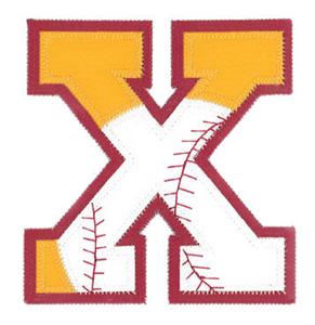 X Baseball-Softball Applique Letter
