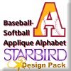 Baseball-Softball Applique Alphabet