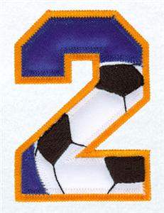 2 Soccer Applique Number