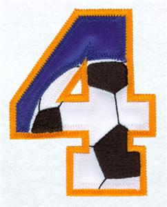 4 Soccer Applique Number