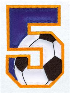 5 Soccer Applique Number