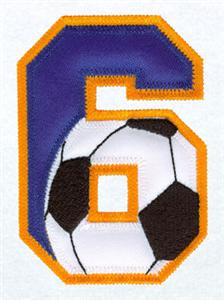 6 Soccer Applique Number