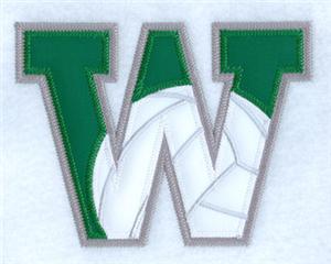 W Volleyball Applique Letter