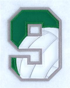 9 Volleyball Applique Number