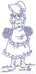 Girl in Sunbonnet with two bouquets large