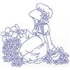 Girl in Sunbonnet sitting amid flowers lg