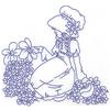 Girl in Sunbonnet sitting amid flowers med