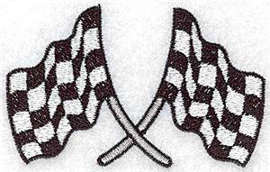 Crossed checkered racing flags small