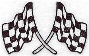 Crossed checkered racing flags large