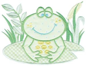 Frog on Lily Pad 2, Smaller (Applique)