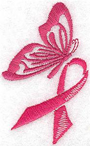 Butterfly with breast cancer ribbon small
