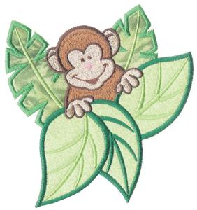 Monkey in Leaves / Larger Applique