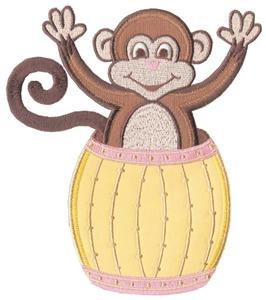 Monkey in Barrel, Larger (Applique)