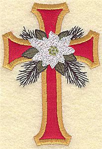 Applique cross with poinsettia small