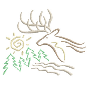 Forest Deer Outline