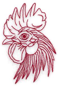 Redwork Rooster Head