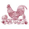 Redwork Rooster With Barn