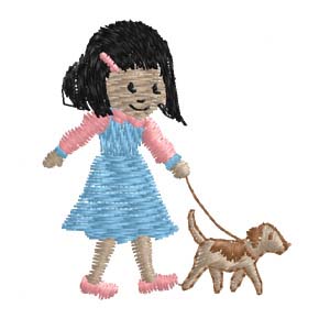 Girl Walking Dog