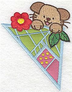 Puppy with flower small 3 appliques