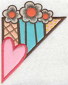 Corner heart and flowers lg 4 appliques