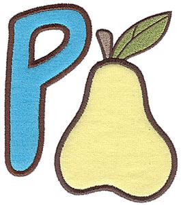P pear / large double applique