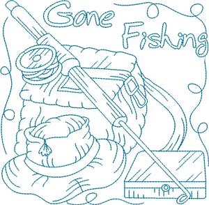 Gone Fishing / Quilt Block 4 Large