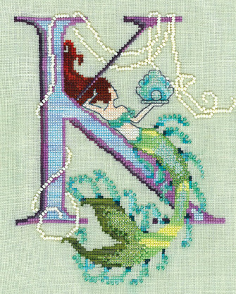 Letters From Mermaids - K Cross Stitch Pattern