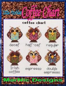 Coffee Owls Cross Stitch Pattern