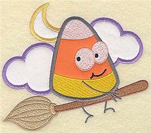 Candy Corn applique/broomstick / small