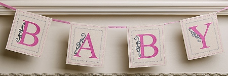 Pink and Grey Baby Banner