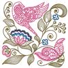 Jacobean bird and flowers C small