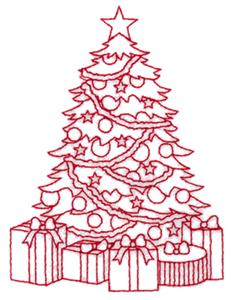 Redwork Christmas Tree