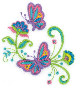 Jacobean Flowers & Butterflies 4