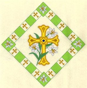 Cross and Lilies Potholder