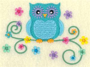 Spring Owl and Flowers