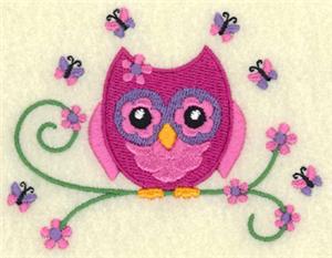 Spring Owl and Butterflies