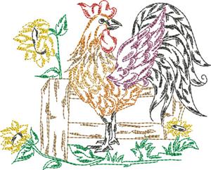 Rooster Quilt Block 4 / Small