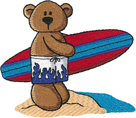 Beach Bear with Surfboard